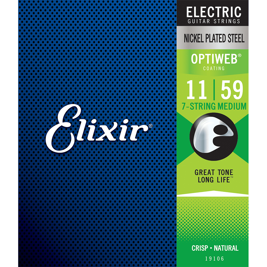 Elixir 19106 Optiweb Electric Guitar Strings - .011-.059 Medium 7-string