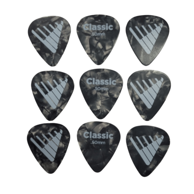 D'Addario Angkor Exclusive Black Pearl Celluloid Guitar Picks, 9 Picks, 0.50mm