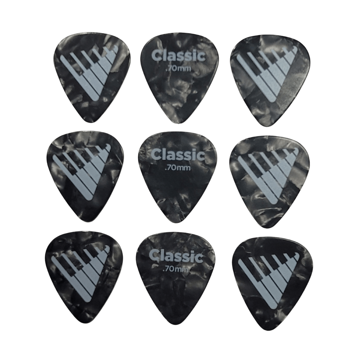 D'Addario Angkor Exclusive Black Pearl Celluloid Guitar Picks, 9 picks, 0.70mm