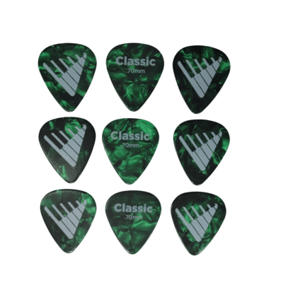 D'Addario Angkor Exclusive Green Pearl Celluloid Guitar Picks, 9 Picks, 0.70mm