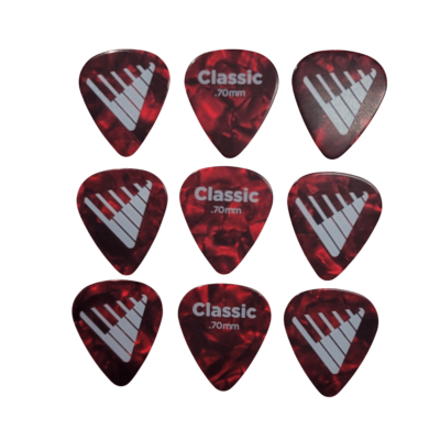 D'Addario Angkor Exclusive Red Pearl Celluloid Guitar Picks, 9 Picks 0.70mm