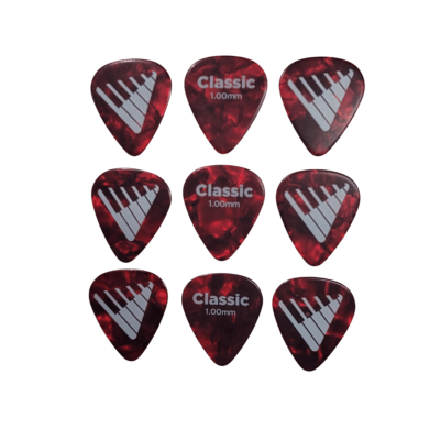 D'Addario Angkor Exclusive Red Pearl Celluloid Guitar Picks, 9 Picks 1.00mm
