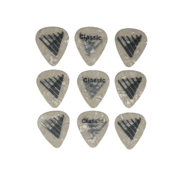 D'Addario Angkor Exclusive White Pearl Celluloid Guitar 9 Picks,  0.50mm