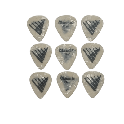D'Addario Angkor Exclusive White Pearl Celluloid Guitar Picks, 9 Picks 0.70mm
