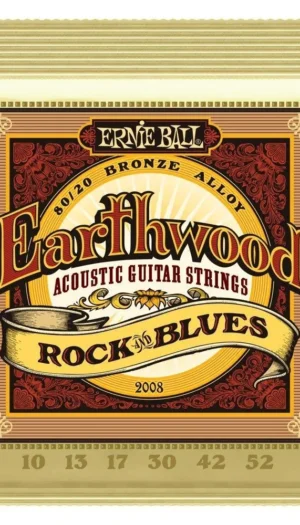 Ernie Ball 2008  80/20 Bronze Rock & Blues Acoustic Guitar Strings  10 - 52