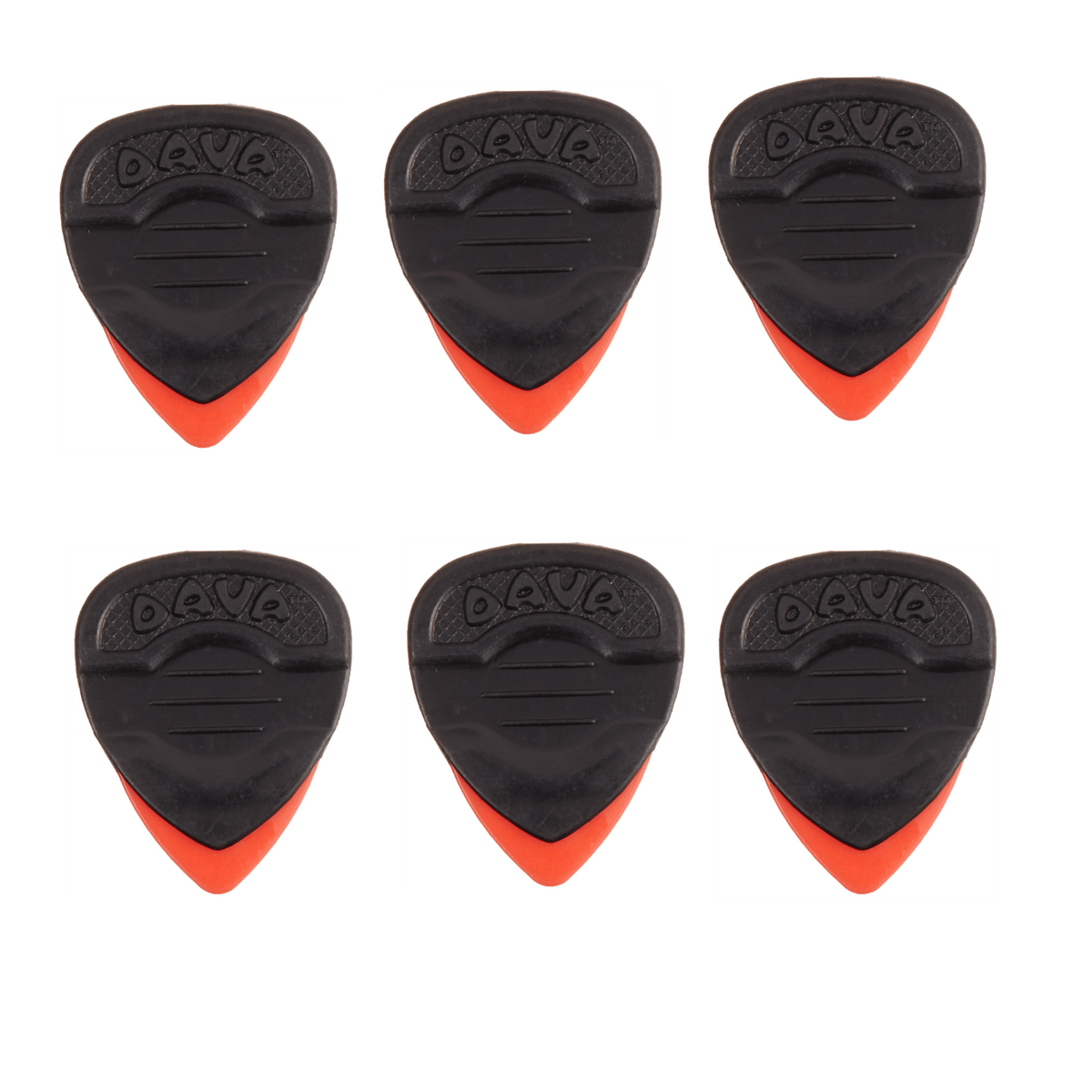 Dava 1303 Rock Delrin Control Grip Tips Guitar Pick 6 - Pack - Red