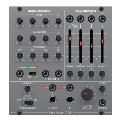The Behringer Legendary Analog 305EQMIXEROUTPUT Parametric EQ Eurorack Module
