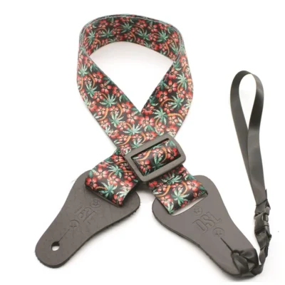 DSL Ukulele Strap Poly HIB-Red Length adjustable with tri-slide Leather Ends