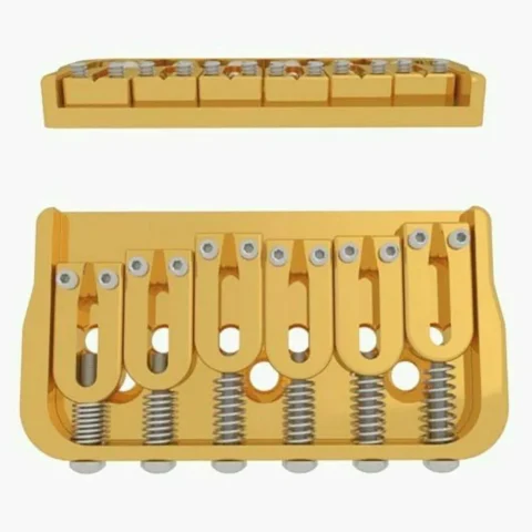 Hipshot 41060G 6-String Fixed Guitar Bridge, 0.125" Floor Height, Gold