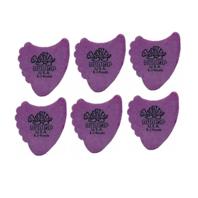 6 Picks Guitar Picks Dunlop Tortex Fin 414R Purple 1.14mm Guitar Picks / Plectrums