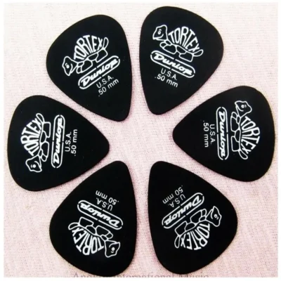 6 Picks Dunlop Pitch Black Tortex Guitar Picks Plectrums 0.50 mm Gauge