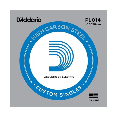 5 x D'Addario PL014 Single Plain Steel .014 Acoustic or Electric Guitar Strings