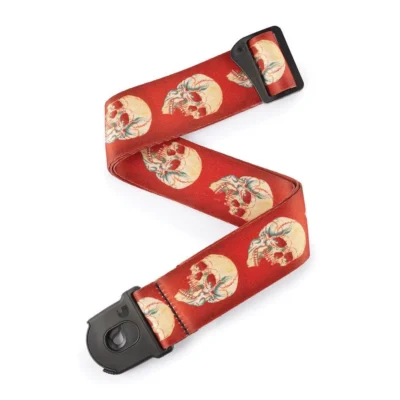 D'Addario Alchemy Planet Lock Guitar Strap, Live Life Skull