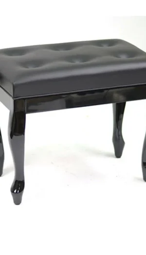 Piano Bench Height Adjustable Buttoned Padded Leatherete Cabriolet Legs Black