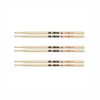 Vic Firth American Classic Drumsticks - 5B - Wood Tip 3 Pairs Drumsticks