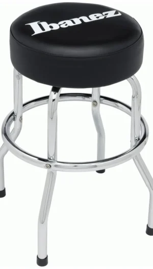 Ibanez  Branded Bar Stool in Chrome with Black Padded Top - IBS50E1