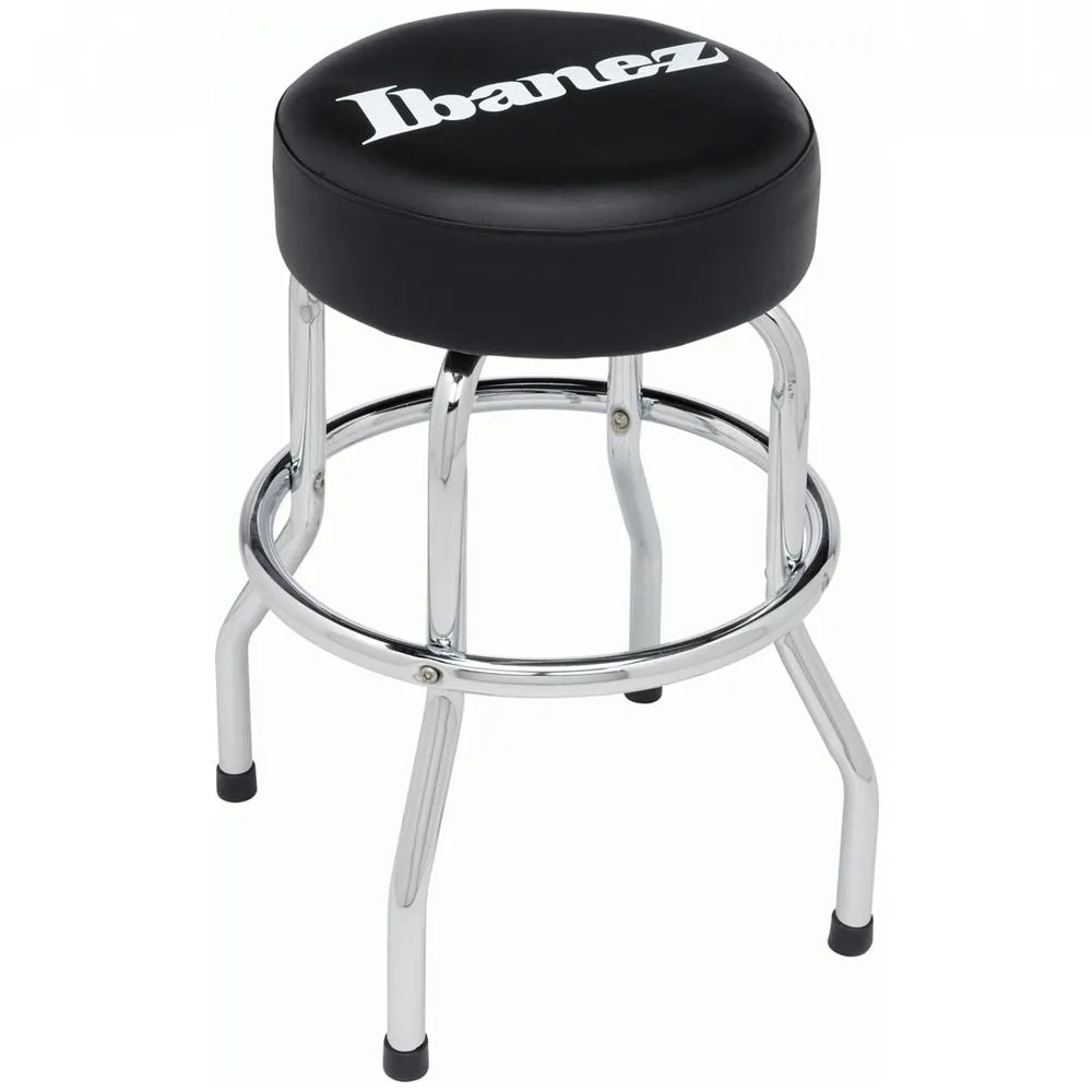 Ibanez Branded Bar Stool in Chrome with Black Padded Top - IBS50E1