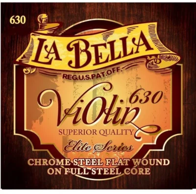 La Bella Elite Series Flat Wound Chrome Steel  4/4 Violin Strings  Set