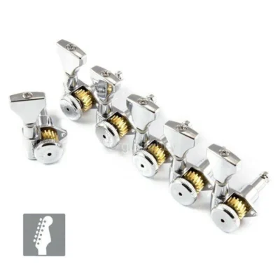 Hipshot Chrome Staggered OPEN GRIP-LOCK GUITAR Machine Heads 6 INLINE