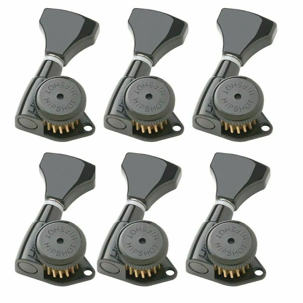 Hipshot 6K2GLOB Guitar Tuner Upgrade Kit, 3+3, Grip-Lock Open, Black