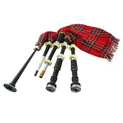 Great Highland Bagpipe Set - Ebony with imitation ivory mounts. with case.