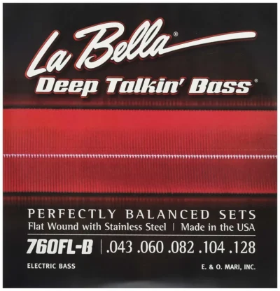 La Bella 760FL-B Flat Wound Deep Talkin 5-String Lite Bass Guitar Strings 43-128