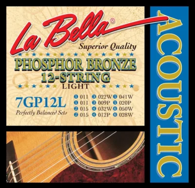 La Bella Phosphor Bronze 12 String Acoustic Guitar Strings Set Light 11 - 50