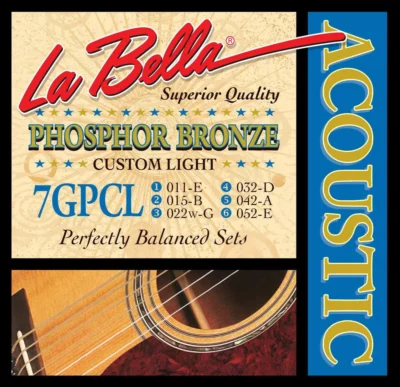 La Bella Phosphor Bronze Acoustic Guitar Strings 7GPCL Custom Light 11 - 52