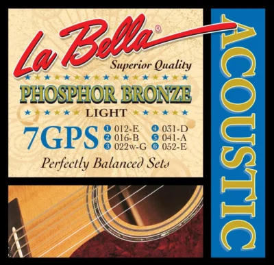 La Bella Phosphor Bronze Acoustic Guitar Strings 7GPS  Light 12 - 52