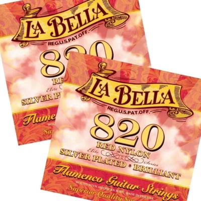 2 sets La Bella 820 Red Nylon / Silver Plated Brilliant Flamenco Guitar Strings