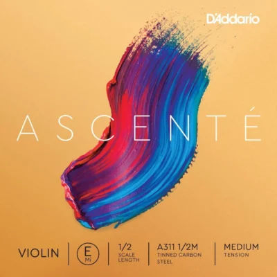D'Addario AscentǸ Violin E String, 1/2 Scale, Medium Tension