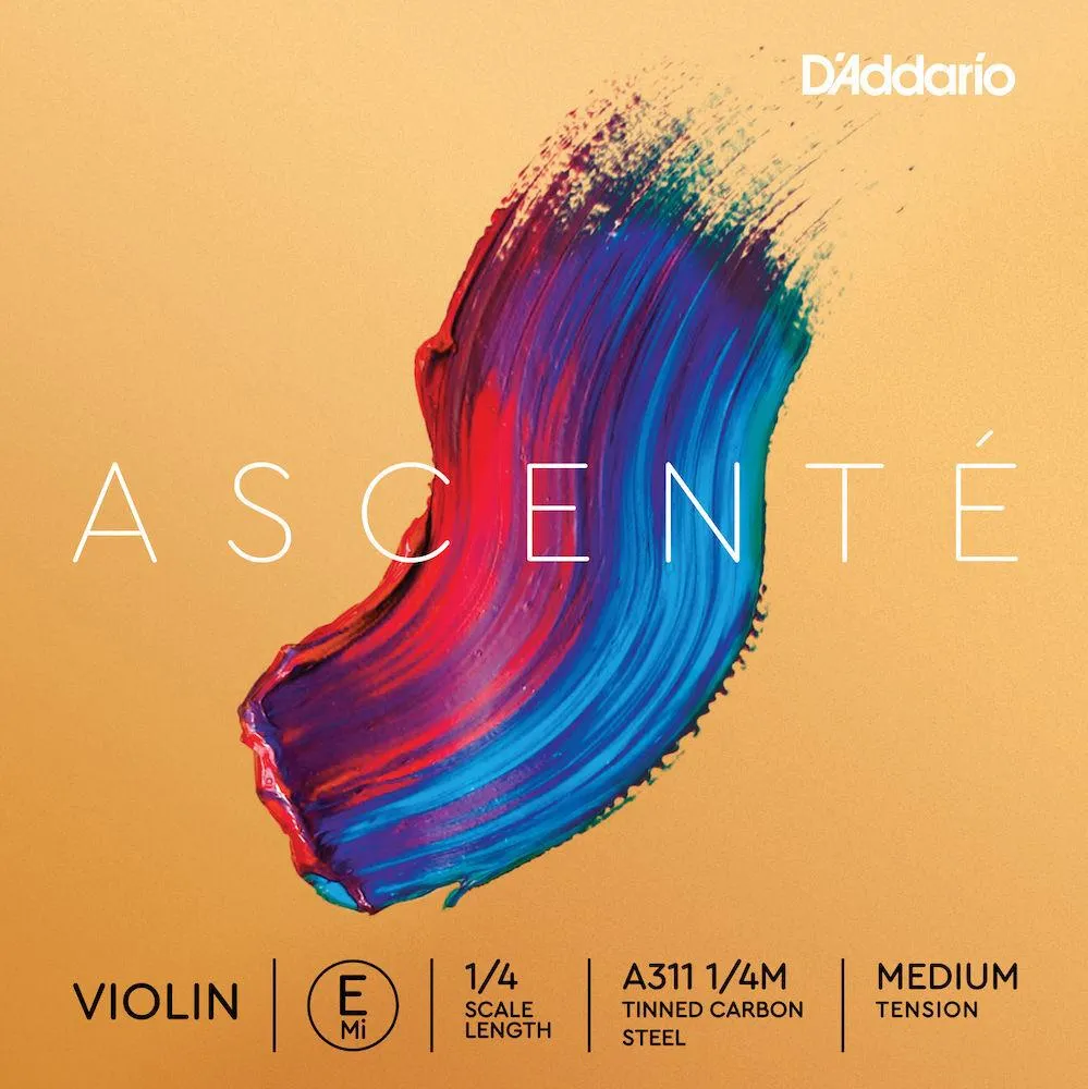 D'Addario AscentǸ Violin E String, 1/4 Scale, Medium Tension