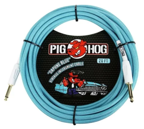Pig Hog PCH20DB Instrument Cable, 1/4", Daphne Blue Instrument Cable 20ft