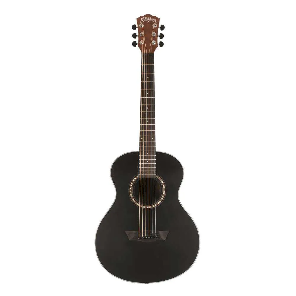 Washburn AGM5BMK-A-U G-Mini Traveller Guitar Apprentice, Black Matte