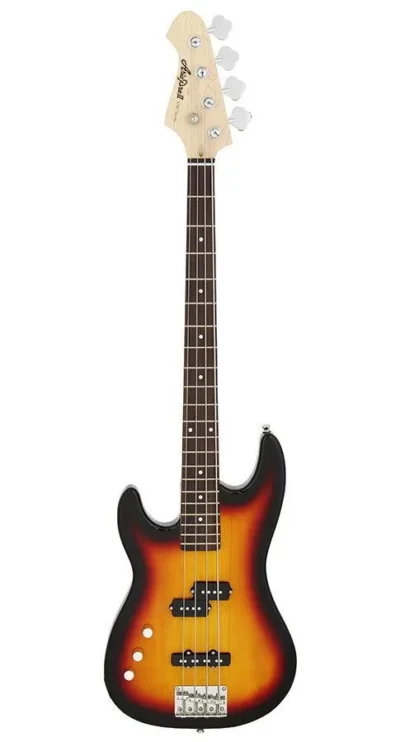 Aria STB-PJ Series Left Handed Electric Bass Guitar in 3-Tone Sunburst