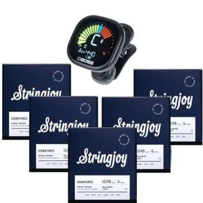 Stringjoy Signatures Electric Guitar Strings 10 - 48 x 5 + Boss TU-05 Tuner