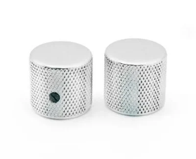 Flat Chrome Knob for Solid Shaft Pots - Set of 2