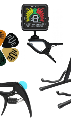 BBT Essential Acoustic / Electric Guitar Bundle - Stand - Capo - Tuner - Picks