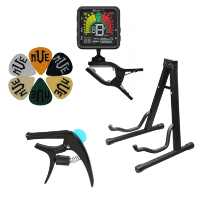 BBT Essential Acoustic / Electric Guitar Bundle - Stand - Capo - Tuner - Picks