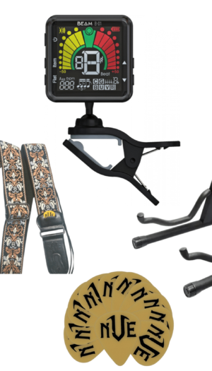 BBT Acoustic / Electric Guitar Essential Pack - Stand - Strap - Tuner - Picks