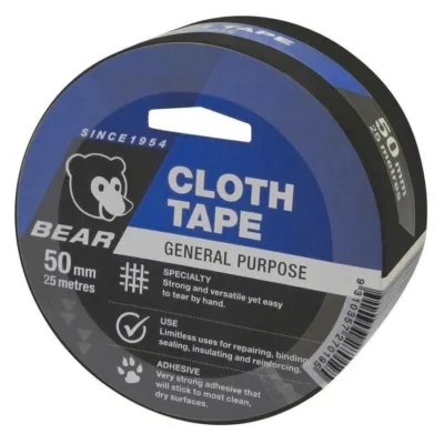 Bear 50mm x 25m Black Cloth  Gaffer Tape