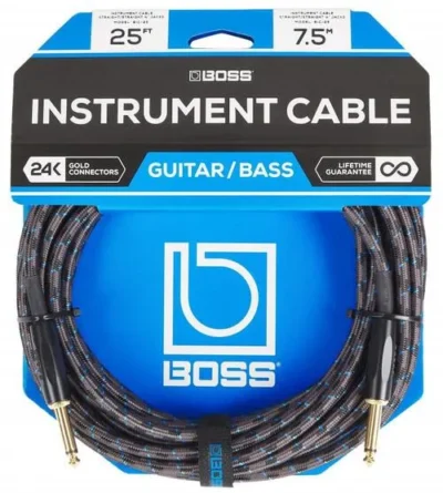 Boss BIC-25 Straight 1/4" to Same   Instrument Cable 25ft  - 7.5M