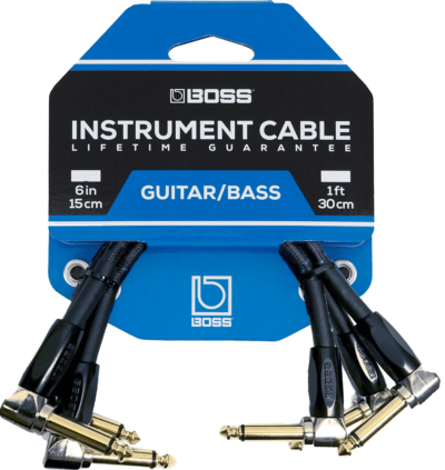 Boss Right-Angle 1/4" to Same Patch/Pedal Instrument Cable 3-Pack  6"