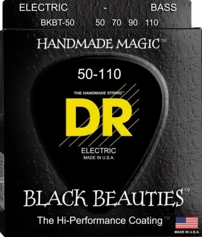 DR Black Beauties Heavy 4-String Coated Taper Bass Guitar Strings  50 - 110
