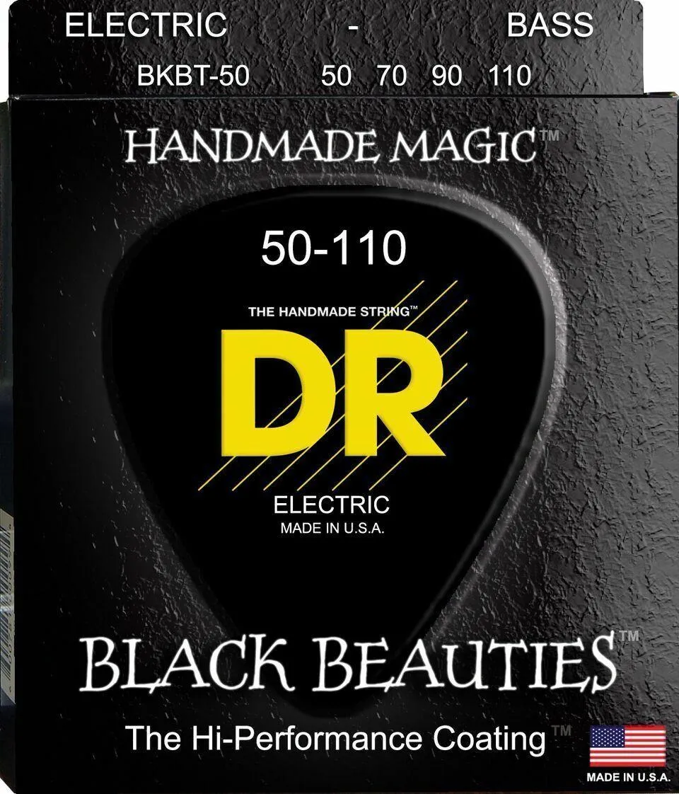 DR Black Beauties Heavy 4-String Coated Taper Bass Guitar Strings 50 - 110