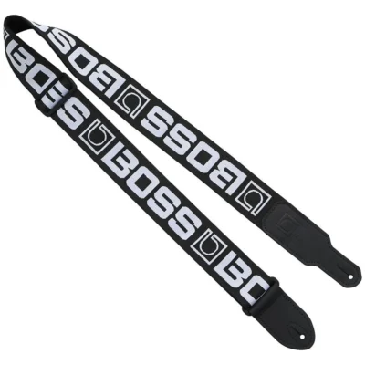 Boss BSM20BW Monogram Guitar Strap (Black w/ White Logo)