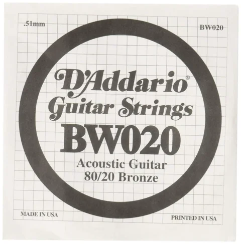 D'Addario BW020 Bronze Wound Acoustic Guitar Single String .020