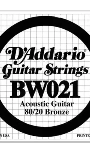 D'Addario BW021 Bronze Wound Acoustic Guitar Single String .021
