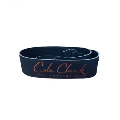 Cole Clark Deluxe 2.5" Soft Leather Guitar Strap with Embroidered Lettering Black