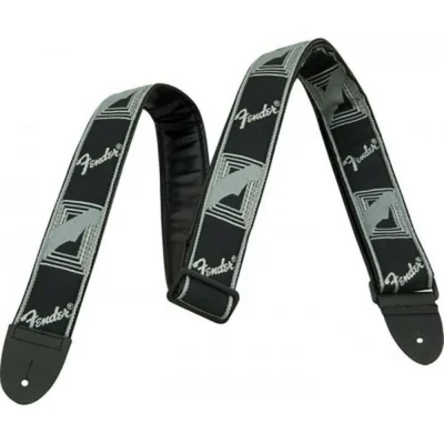 Fender 2" Monogrammed Guitar Strap with Fender Logo, Black / Grey / Grey